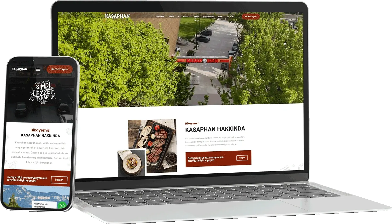 Kasaphan web sitesi, dizüstü ve telefon ekranında